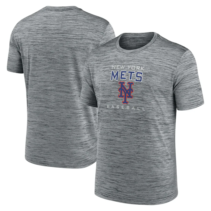 Men's New York Mets Gray Velocity Practice Performance T-Shirt